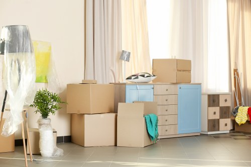 Van and moving boxes in Crystal Palace street setting