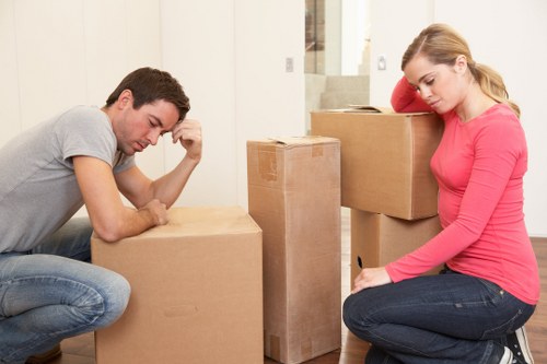Packed moving boxes prepared for a house removal service